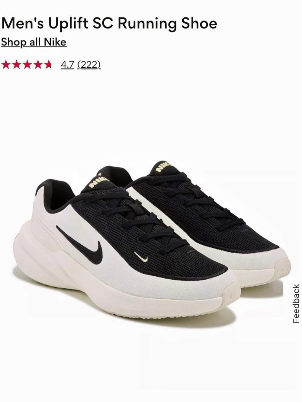 Nike Uplift SC Men's Athletic Shoes in White & Black